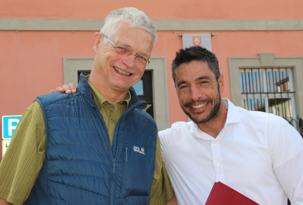 Klimaschutzmanager Andreas Fischer-Klärle mit Bürgemeister Nick Schuppert